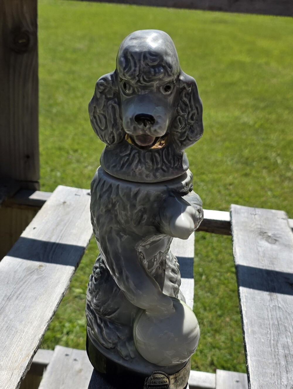 Jim Beam Poodle Gray Penny Regal China Empty Whiskey Bottle Decanter Vintage